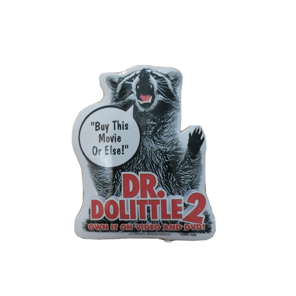 Dr. Dolittle 2 Raccoon DVD Promo Movie Button Badge Pin Pinback 2001 FOX